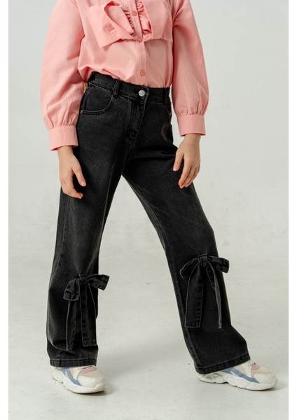 Kız Çocuk Paça Fiyonklu Kot Pantolon 2188