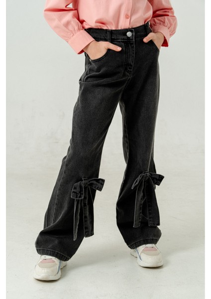 Kız Çocuk Paça Fiyonklu Kot Pantolon 2188 fiyatları