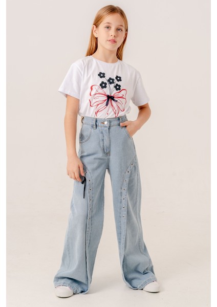 Kız Çocuk Ön Kuşgözlü Kot Pantolon 2182