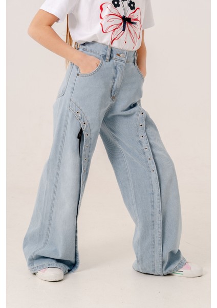 Kız Çocuk Ön Kuşgözlü Kot Pantolon 2182 fiyatları