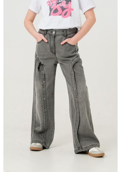 Kız Çocuk Ön Kuşgözlü Kot Pantolon 2182