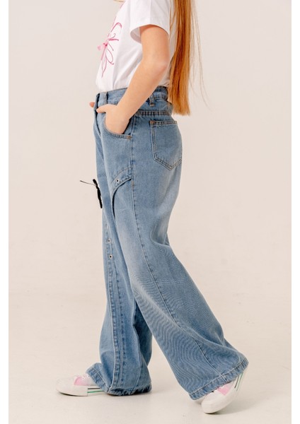 Kız Çocuk Ön Kuşgözlü Kot Pantolon 2182 fiyatları