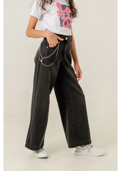 Kız Çocuk Bol Basic Kot Pantolon 2183
