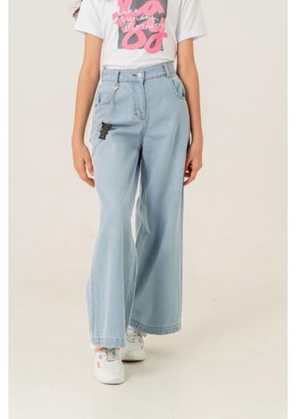 Kız Çocuk Bol Basic Kot Pantolon 2183