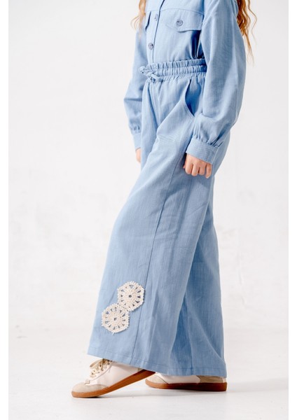 Kız Çocuk Lastikli Keten Pantolon 2571 modelleri