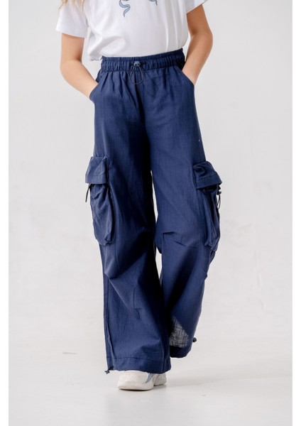 Kız Çocuk Beli Lastikli Kargo Pantolon 2572 modelleri