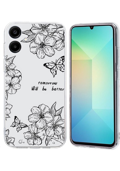 Samsung Galaxy A06 Kılıf Desen Baskı Darbeye Dayanıklı Yumuşak Tpu Telefon Kapağı- Çiçeği (Yurt Dışından)