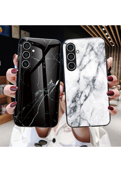 Samsung Galaxy A36 5g Kılıf Mermer Desenli Temperli Cam+Pc+Tpu Koruyucu Telefon Kapağı-Siyah Mermer (Yurt Dışından) indirimleri