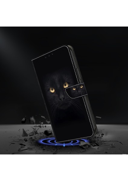 Samsung Galaxy S24 Fe Kılıf Manyetik Toka 3D Desenli Deri Cüzdan Telefon Kapağı-Siyah Kedi (Yurt Dışından) fiyatları
