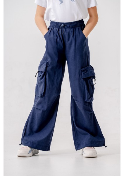 Kız Çocuk Beli Lastikli Kargo Pantolon 2572