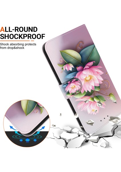 Samsung Galaxy S24 Fe Kılıf Desen Baskı Anti-Drop Deri Flip Cüzdan Telefon Kılıfı Kordon-Lotus ile (Yurt Dışından) fırsatları