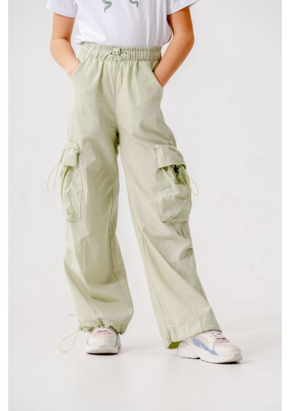 Kız Çocuk Beli Lastikli Kargo Pantolon 2572