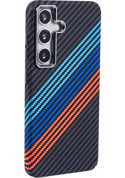 Samsung Galaxy S24 Kılıf Magsafe ile Uyumlu Karbon Fiber Doku Su Transferli Pc Telefon Kılıfı-Bebek Mavisi+Koyu Mavi+Kırmızı (Yurt Dışından)