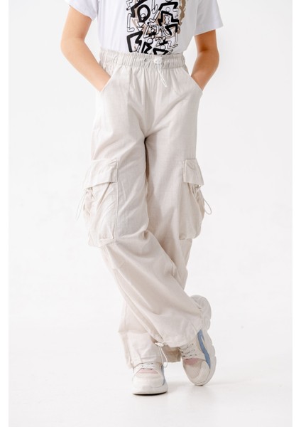 Kız Çocuk Beli Lastikli Kargo Pantolon 2572