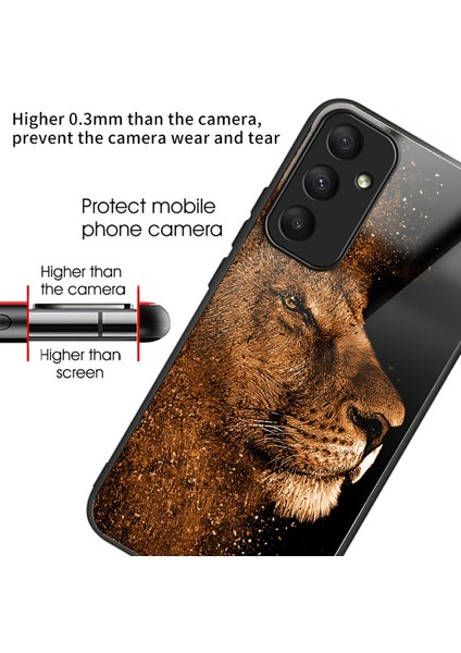 Samsung Galaxy S25+ Kılıf Temperli Cam Tpu Damla Korumalı Desen Baskı Telefon Kapağı-Aslan Profilli (Yurt Dışından) fiyatları