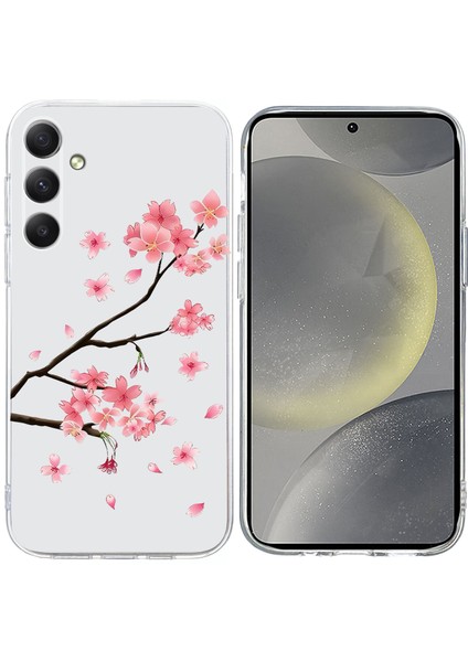 Samsung Galaxy S24 Kılıf Desenli Baskı Darbeye Dayanıklı Yumuşak Tpu Telefon Kapağı-Erik Çiçeği (Yurt Dışından)