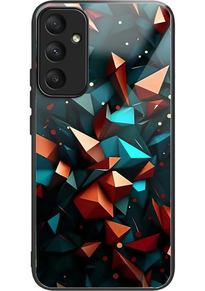 Samsung Galaxy S25+ Kılıf Temperli Cam Tpu Damla Korumalı Desen Baskı Telefon Kapağı-Renkli Elmas Desenli (Yurt Dışından)