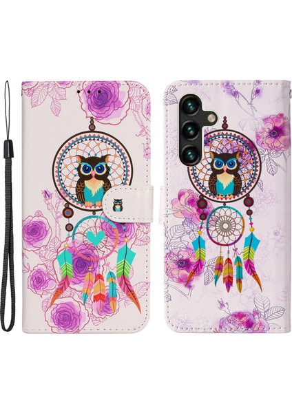 Samsung Galaxy A36 5g Kılıf Desenli Deri Cüzdan Telefon Kılıfı - Kart Tutuculu - Çanı Baykuş (Yurt Dışından)