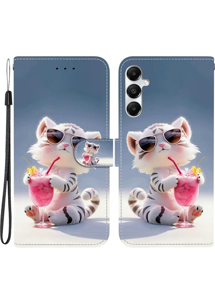 Samsung Galaxy A35 5g Kılıf Desen Baskı Anti-Drop Deri Flip Cüzdan Telefon Kılıfı Kordon-Karikatür Kaplan Için (Yurt Dışından)