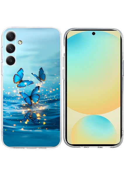Samsung Galaxy S25 Fe Kılıf Desen Baskı Darbeye Dayanıklı Yumuşak Tpu Telefon Kapağı-Mavi (Yurt Dışından)