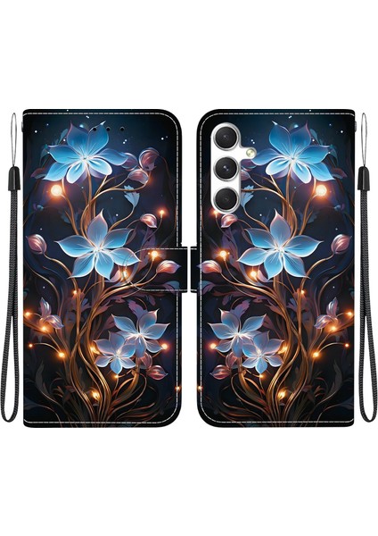 Samsung Galaxy S24 Fe Kılıf Desen Baskı Anti-Drop Deri Flip Cüzdan Telefon Kapak Kordon-Küçük Fener Çiçek Için (Yurt Dışından)