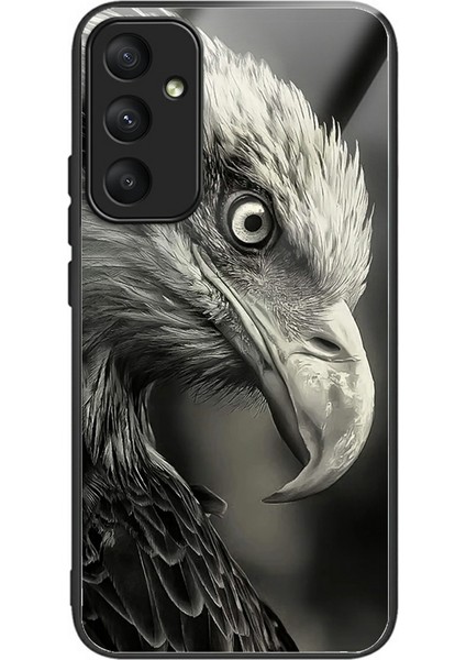 Samsung Galaxy S25 Kılıf Desen Baskı Temperli Cam Tpu Damla Korumalı Telefon Kapağı-Gri Kartal (Yurt Dışından)