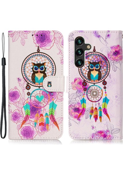 Samsung Galaxy A26 5g Kılıf Desenli Deri Cüzdan Telefon Kılıfı Kart Tutuculu- Çanı Baykuş (Yurt Dışından)
