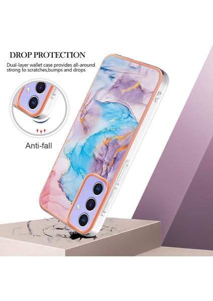 Samsung Galaxy A16 4g/galaxy A16 5g Kılıf Yb Imd Serisi-1 Stil-A Imd Mermer Çiçek Desenli Tpu Telefon Kapağı-Samanyolu Mermer Mavi (Yurt Dışından) modelleri
