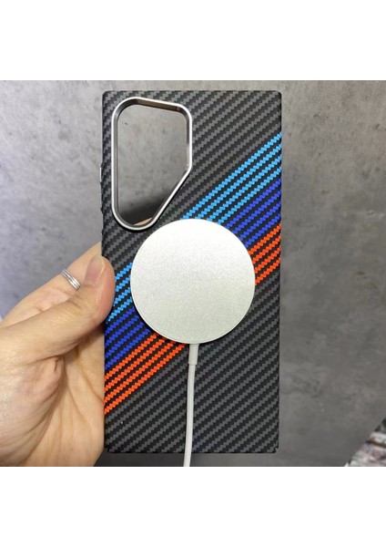 Samsung Galaxy S24 Ultra Kılıf Magsafe ile Uyumlu Karbon Fiber Doku Su Transferli Pc Telefon Kılıfı-Bebek Mavisi+Koyu Mavi+Kırmızı (Yurt Dışından) modelleri