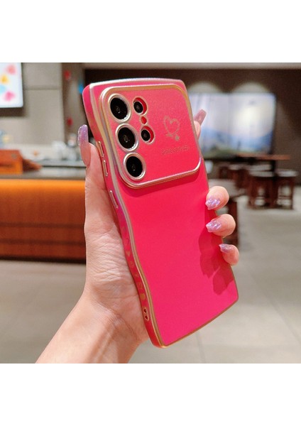 Samsung Galaxy S25 Ultra Kılıf Kıvırcık Şekil Aşk Kalp Tpu Telefon Kapağı Yanardöner Degrade-Renkli Kırmızı (Yurt Dışından)