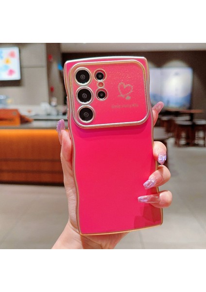 Samsung Galaxy S25 Ultra Kılıf Kıvırcık Şekil Aşk Kalp Tpu Telefon Kapağı Yanardöner Degrade-Renkli Kırmızı (Yurt Dışından) modelleri