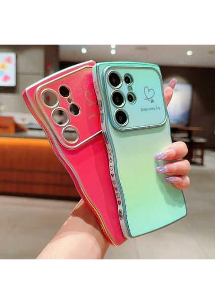 Samsung Galaxy S25 Ultra Kılıf Kıvırcık Şekil Aşk Kalp Tpu Telefon Kapağı Yanardöner Degrade-Renkli Kırmızı (Yurt Dışından) indirimleri