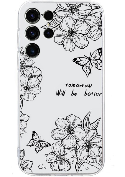 Samsung Galaxy S25 Ultra Kılıf Desen Baskı Darbeye Dayanıklı Yumuşak Tpu Telefon Kapağı- Çiçeği (Yurt Dışından)