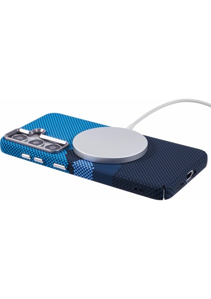 Samsung Galaxy S24+ Kılıf Magsafe ile Uyumlu Karbon Fiber Doku Su Transferli Pc Telefon Kapağı-Mavi Tepe (Yurt Dışından) fırsatları