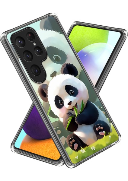 Samsung Galaxy S25 Ultra Kılıf Desen Baskılı Darbeye Dayanıklı Tpu Telefon Kılıfı-Panda (Yurt Dışından)