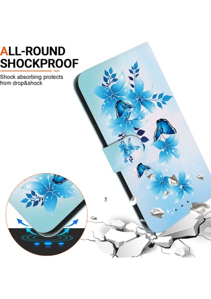 Samsung Galaxy S24 Fe Kılıf Desen Baskı Anti-Drop Deri Flip Cüzdan Telefon Kılıfı Kordon-Mavi Için (Yurt Dışından) fırsatları