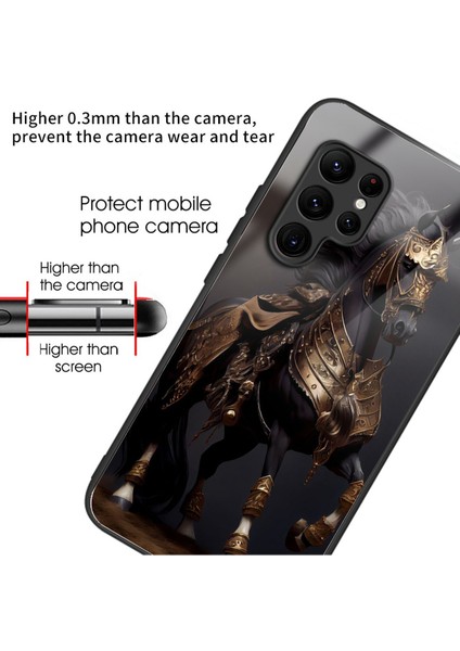 Samsung Galaxy S25 Ultra Kılıf Desen Baskılı Temperli Cam Arka Kapak-Altın At (Yurt Dışından) fiyatları