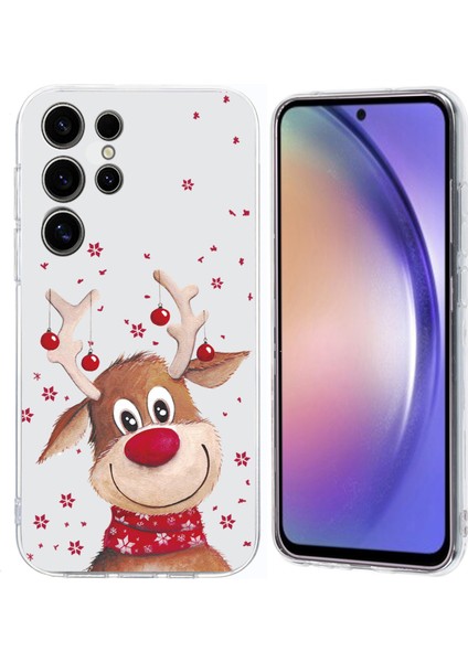 Samsung Galaxy S25 ULTRA/S24 Ultra Kılıf Noel Desenli Baskı Yumuşak Tpu Telefon Koruyucu - Geyik (Yurt Dışından)