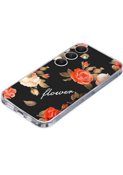 Samsung Galaxy A16 5g/4g Kılıf Desen Baskı Darbeye Dayanıklı Yumuşak Tpu Telefon Kapağı-Siyah Arka Plan Çiçekler (Yurt Dışından) fırsatları