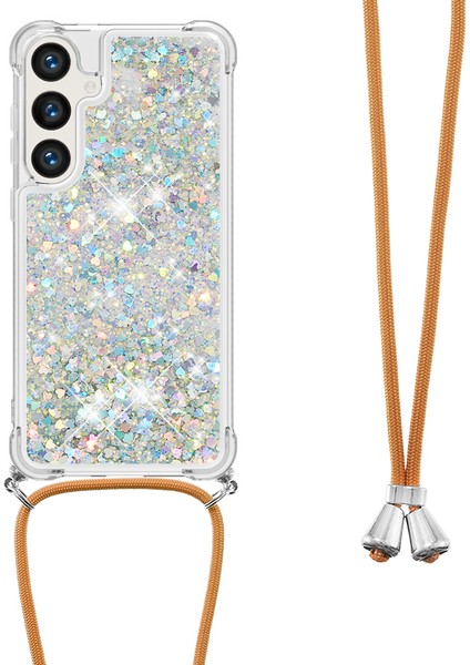 Samsung Galaxy S24 Fe Kılıf Quicksand Tpu Telefon Kapağı-Gümüş/kalpler (Yurt Dışından)