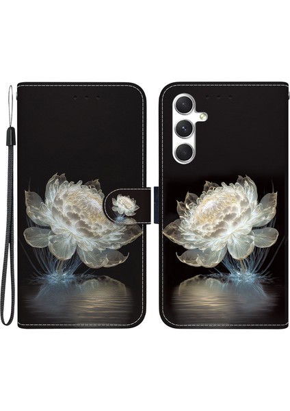 Samsung Galaxy S25+ Için Cüzdan Telefon Kılıfı Anti-Drop Deri Kapak Çevirin Desen Baskı-Kristal Şakayık (Yurt Dışından)