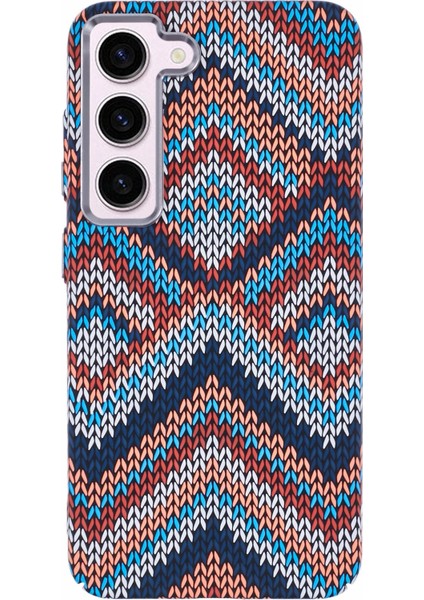 Samsung Galaxy S23+ Kılıf Magsafe ile Uyumlu Karbon Fiber Doku Su Transferli Pc Telefon Kapağı-Kahverengi+Mavi+Sarı Retro Desen (Yurt Dışından)