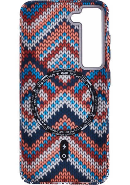 Samsung Galaxy S23+ Kılıf Magsafe ile Uyumlu Karbon Fiber Doku Su Transferli Pc Telefon Kapağı-Kahverengi+Mavi+Sarı Retro Desen (Yurt Dışından) fiyatları