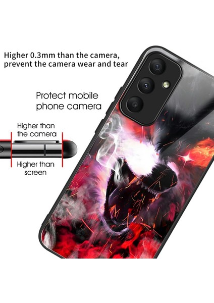 Samsung Galaxy A26 5g Kılıf Desen Baskı Temperli Cam Tpu Damla Korumalı Telefon Kapağı-Alev Kurt (Yurt Dışından) fiyatları