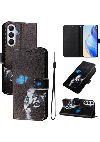 Samsung Galaxy A14 4g/galaxy A14 5g Kılıf Desen Baskı Cüzdan Telefon Kılıfı Kayışlı- Yavru Kedi (Yurt Dışından)