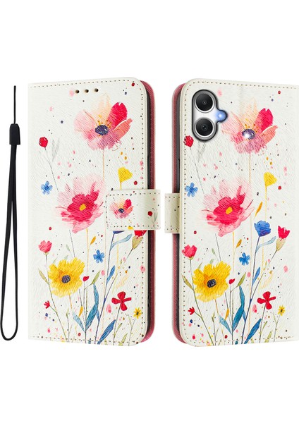 Samsung Galaxy A06 Kılıf Desen Baskılı Cüzdan Telefon Kılıfı Askılı-Çiçekli (Yurt Dışından) fiyatları