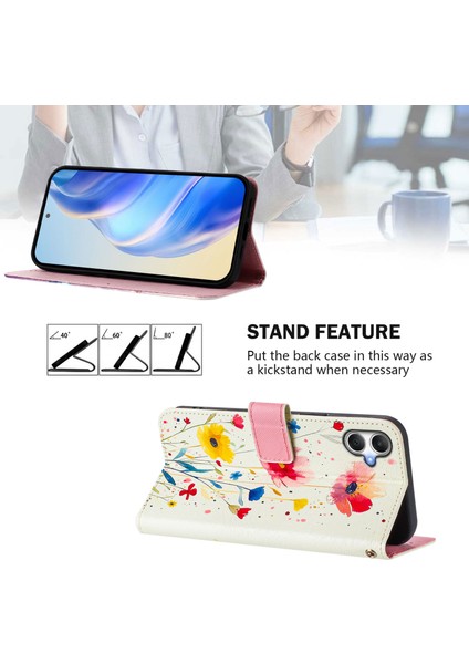 Samsung Galaxy A06 Kılıf Desen Baskılı Cüzdan Telefon Kılıfı Askılı-Çiçekli (Yurt Dışından) indirimleri