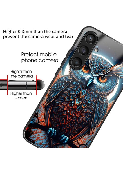 Samsung Galaxy S25 Kılıf Temperli Cam Arka Kapak Desenli Baskı Renkli Baykuş (Yurt Dışından) fiyatları