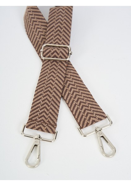 Coffee And Cappuccino Zigzag Chevron Pattern Ayarlanabilir Çanta Sapı (110 Cm)