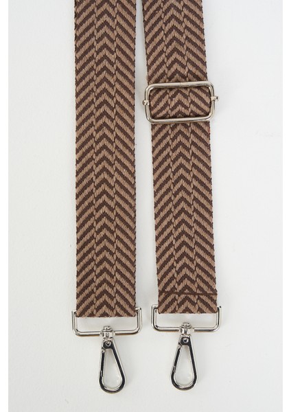Coffee And Cappuccino Zigzag Chevron Pattern Ayarlanabilir Çanta Sapı (110 Cm)